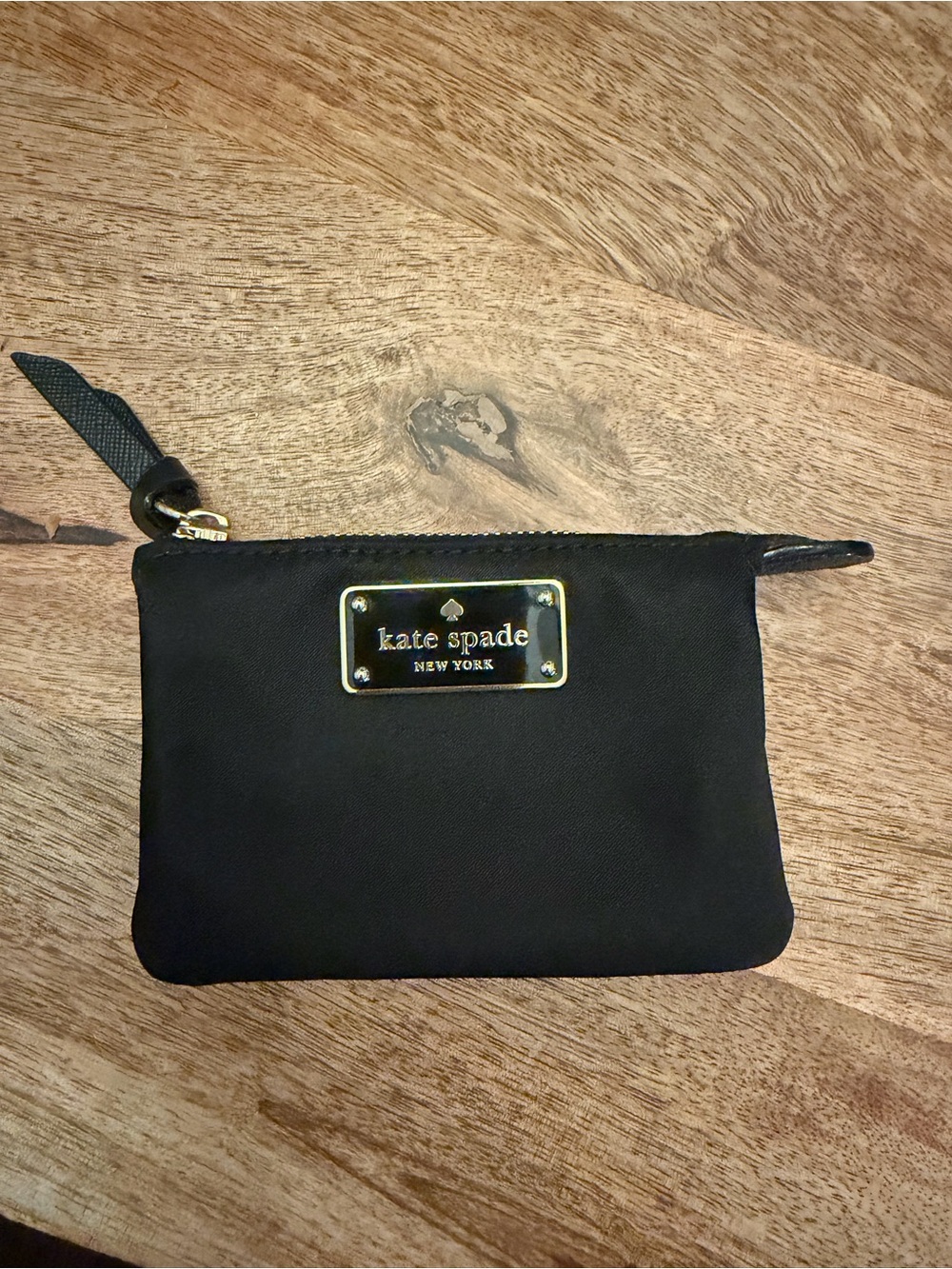 kate spade Black Nylon Wristlet with Gold Plate